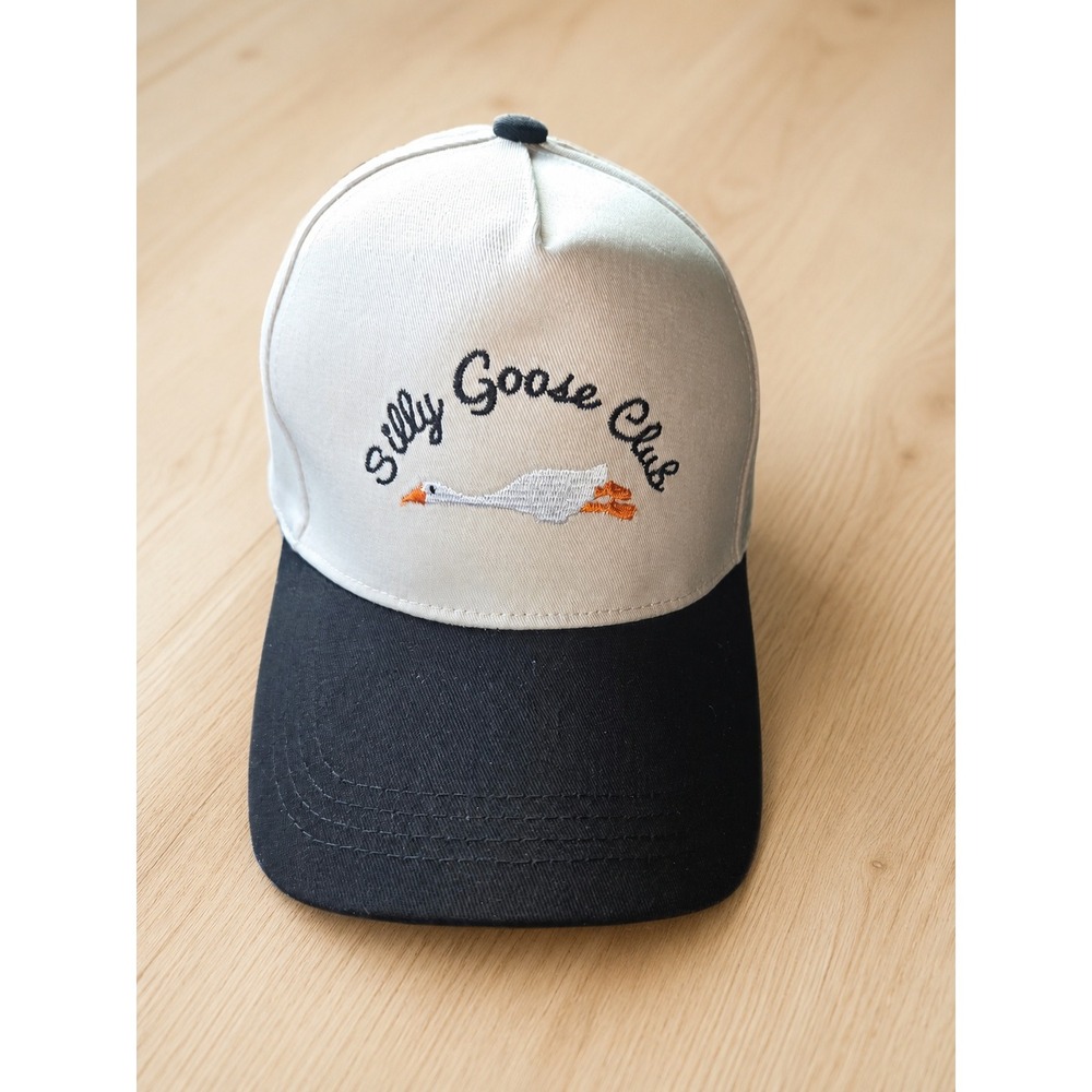 Zenana Silly Goose Club Embroidered Baseball Cap Black Cream Adjustable New